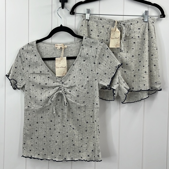 🆕Hem & Thread Pontelle Lounge Wear Star Print Ruched Front Detail S,M & L Sets - Picture 3 of 6